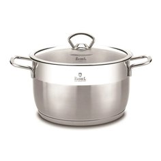 Кастрюля нержавеющая сталь, 2 л, с крышкой, крышка стекло, RasheL, R-20, индукция