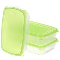 Набор емкостей пластик, 1.3 л, 3 шт, прямоугольный, ассорт, для продуктов, Darel, Трио, 40402