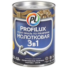 Грунт-эмаль Profilux, 3 в 1, по ржавчине, с молотковым эффектом, зеленая, 0.8 кг