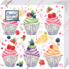 Салфетки Bouquet de luxe бумажные сладкие пирожные 24х24 3сл 25л