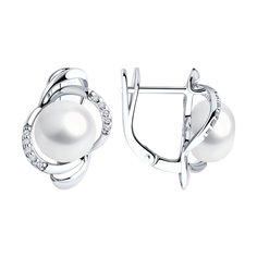Серьги SOKOLOV из серебра с жемчугом и фианитами