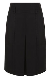Однотонная шерстяная юбка с накладными карманами Bottega Veneta