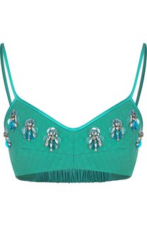 Однотонный кроп-топ из смеси хлопка и шерсти с декоративной отделкой Emilio Pucci