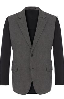 Однобортный хлопковый пиджак с контрастной отделкой Yohji Yamamoto