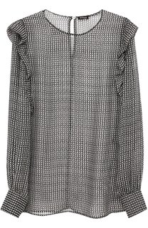 Шелковая полупрозрачная блуза с оборками Kiton