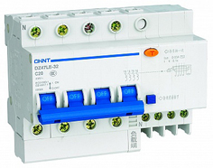 Автоматический выключатель дифф. тока (АВДТ) CHINT 199644 4P, тип хар-ки C, 32А, 30мА, тип AC, 6кА DZ47LE-32