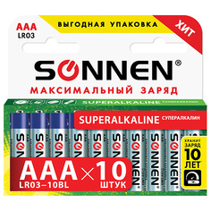 SONNEN Батарейки Super Alkaline, AAA (LR03, 24А) мизинчиковые 10.0