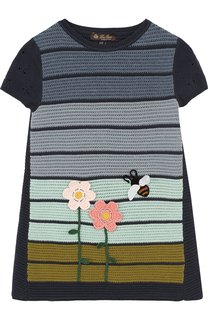 Мини-платье из смеси хлопка и шелка фактурной вязки Loro Piana