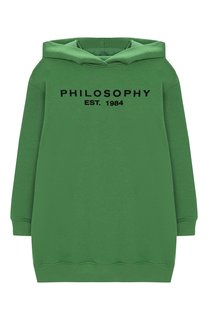 Хлопковое мини-платье с капюшоном Philosophy di Lorenzo Serafini Kids