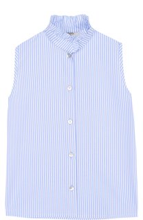 Хлопковый топ в полоску с воротником-стойкой Caf