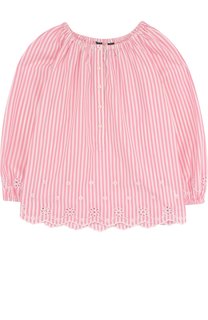 Хлопковая блуза свободного кроя с вышивкой и фестонами Polo Ralph Lauren