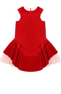 Хлопковое мини-платье с асимметричной юбкой и многослойной подкладкой I Pinco Pallino