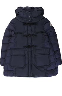 Пуховик с капюшоном и декоративными пуговицами Moncler Enfant