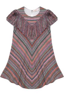 Трикотажное мини-платье с принтом и бахромой Missoni