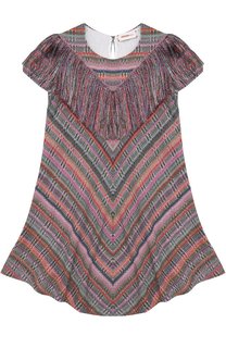 Трикотажное мини-платье с принтом и бахромой Missoni