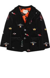 Бархатный пиджак с вышивкой Gucci