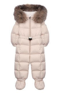 Пуховый комбинезон с мехом Moncler