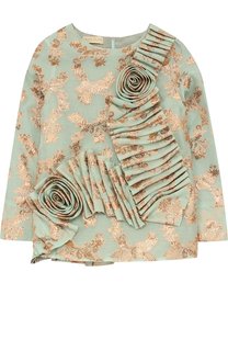 Блуза с металлизированным принтом и фактурным декором Quis Quis