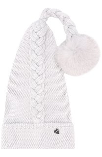 Шерстяная шапка с декором и меховым помпоном Il Trenino