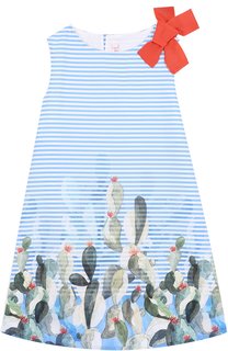 Хлопковое мини-платье А-силуэта с бантом Il Gufo