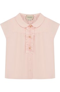 Хлопковая блуза с оборкой Gucci
