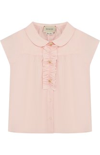Хлопковая блуза с оборкой Gucci