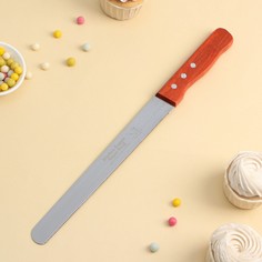 Нож для бисквита мелкие зубцы konfinetta, длина лезвия 25 см, деревянная ручка, толщина лезвия 0,8 мм NO Brand