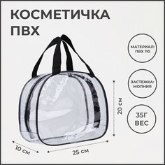Косметичка на молнии, цвет прозрачный/черный NO Brand
