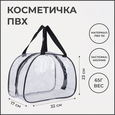 Косметичка на молнии, цвет прозрачный/черный NO Brand