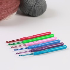 Набор крючков для вязания, с пластиковой ручкой, d = 2,5-5 мм, 14 см, 6 шт, цвет разноцветный Арт Узор