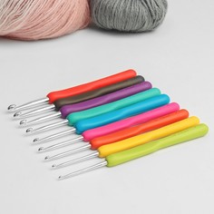 Набор крючков для вязания, d = 2-6 мм, 14 см, 9 шт, цвет разноцветный Арт Узор