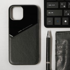 Чехол luazon для iphone 12/12 pro, поддержка magsafe, вставка из стекла и кожи, черный