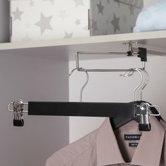 Вешалка для брюк и юбок с зажимами savanna, сорт а, 34×1,2×12,5 см, темное дерево, лотос