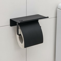 Держатель для туалетной бумаги с полочкой, 18×10,3×14 см, цвет черный NO Brand