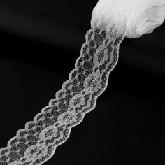Кружево капроновое, 40 мм × 10 ± 1 м, цвет кипенно-белый Арт Узор
