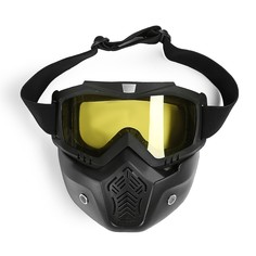 Очки-маска для езды на мототехнике, разборные, стекло желтое, цвет черный NO Brand