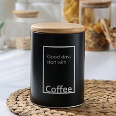 Банка для сыпучих продуктов кофе lifestyle, 11×15,5 см, цвет черный NO Brand