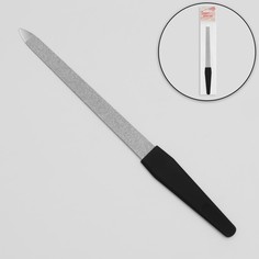 Пилка металлическая для ногтей, прорезиненная ручка, 17 см, цвет серебристый/черный Queen Fair