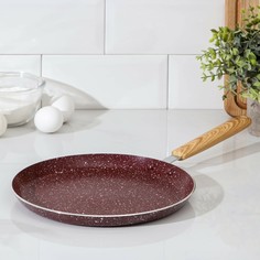 Сковорода блинная доляна natural, d=24 см, ручка soft-touch, антипригарное покрытие, индукция, цвет коричневый