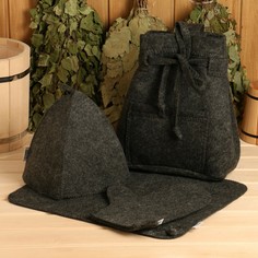 Набор банный в рюкзаке, 4 предмета (рюкзак, коврик, шапка, варежка) без вышивки Банная забава