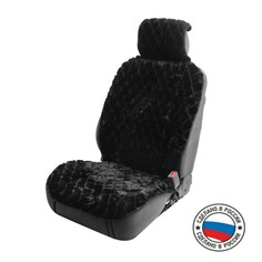 Накидка на переднее сиденье, искусственный мех, ромб, размер 55 х 135 см, черный NO Brand
