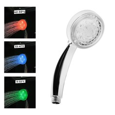 Душевая лейка zein z0015, с led подсветкой, 3 цвета, пластик, цвет хром