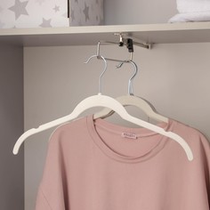 Вешалка-плечики для одежды, размер 44-46, флокированное покрытие, цвет белый NO Brand