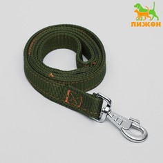 Поводок двухслойный с усиленным карабином, 1,2 м х 2,5 см, зеленый Пижон