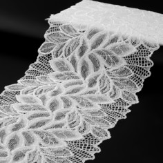 Кружево эластичное, 175 мм × 2,7 ± 0,5 м, цвет белый Арт Узор