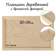 Планшет деревянный, с врезанной фанерой, 20 х 30 х 3,5 см, глубина 0.5 см, сосна Calligrata