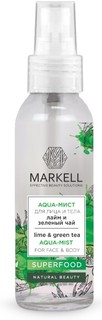Aqua-мист для лица и тела лайм и зеленый чай 100мл Markell