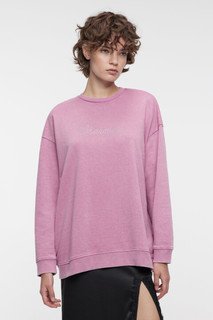 Свитшот oversize с вареным эффектом и стразами Befree
