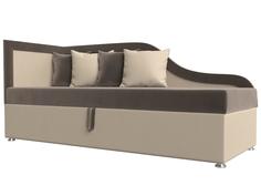 Детский диван Дюна левый угол Велюр/Экокожа Коричневый/Бежевый Bravo