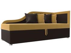 Детский диван Дюна правый угол Микровельвет/Экокожа Желтый/Коричневый Bravo